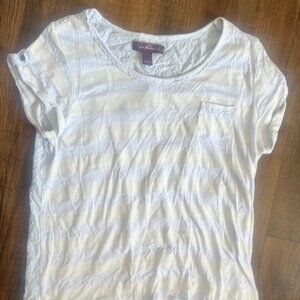 Gloria Vanderbilt large pocket light baby blue striped pocket shirt